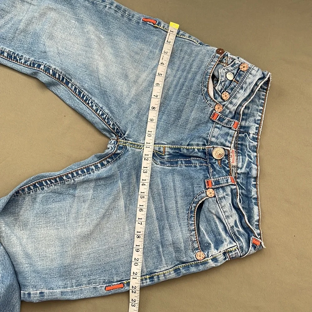 TRUE Religion Joey Super T”Light Wash Blue  32X32 JEANS  w Orange Accent Details